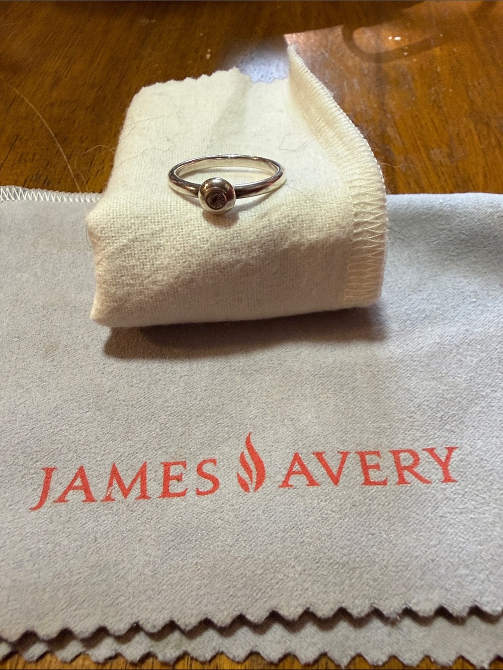 James Avery Sterling Silver Ring with April White Sapphire Gemstone Accent